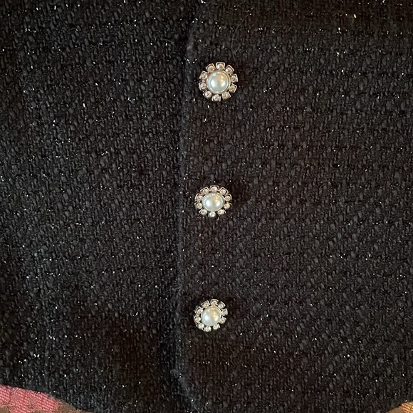JASON WU Black Metallic Tweed Jewel Button Vest | Size Medium - Picture 11 of 12